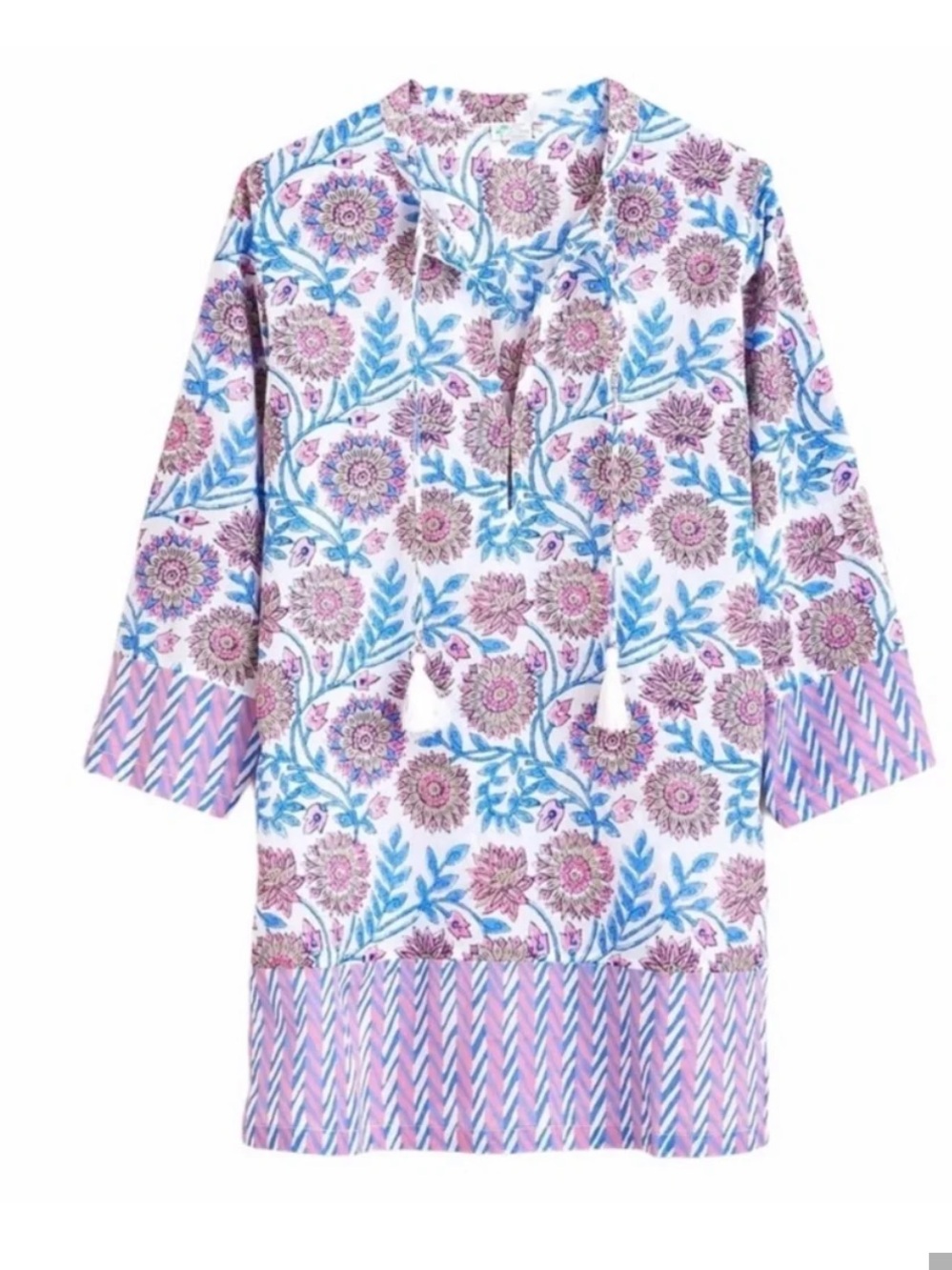 NWT J. CREW Floral Tassel Tunic/cover-up - Pink & Blue
